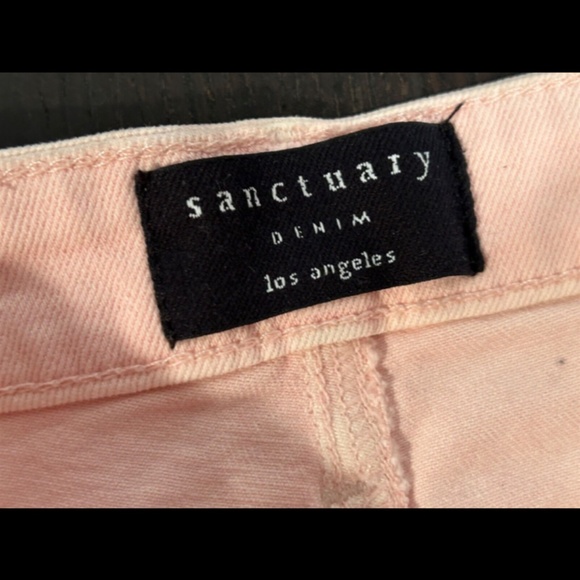 Sanctuary Cherry Blossom Midi Slit Distressed Denim Shorts Pink Size 28 - Picture 12 of 16